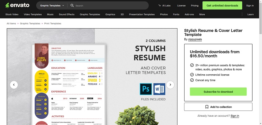 Stylish Resume & Cover Letter Template
