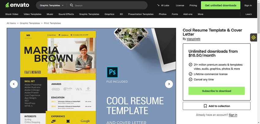 Cool Resume Template & Cover Letter