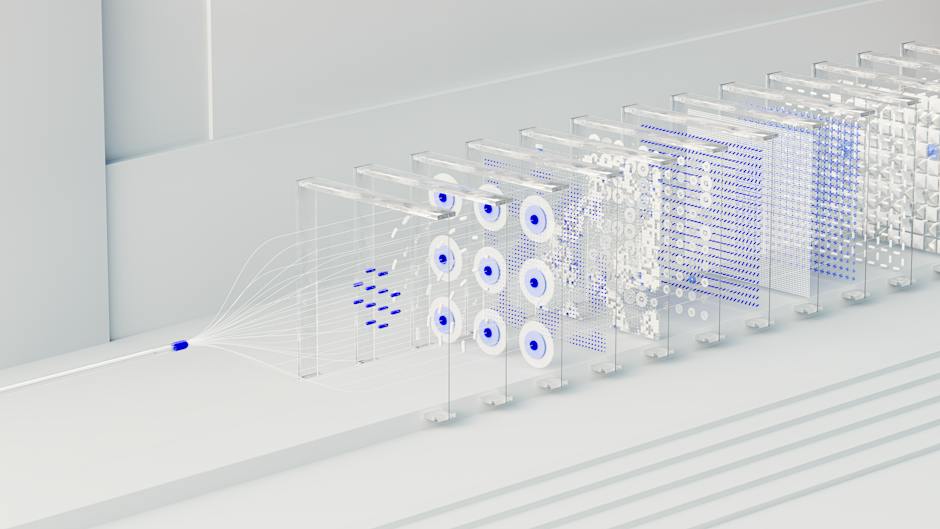 Abstract visualization of neural networks representing the integration of AI in Graphic Design, symbolizing how artificial intelligence processes and enhances creative workflows.
