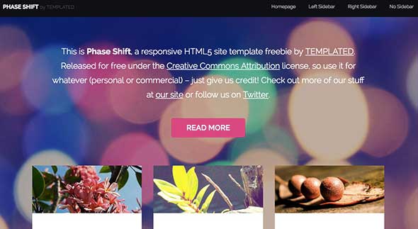 19 Phase Shift Free Dreamweaver Template